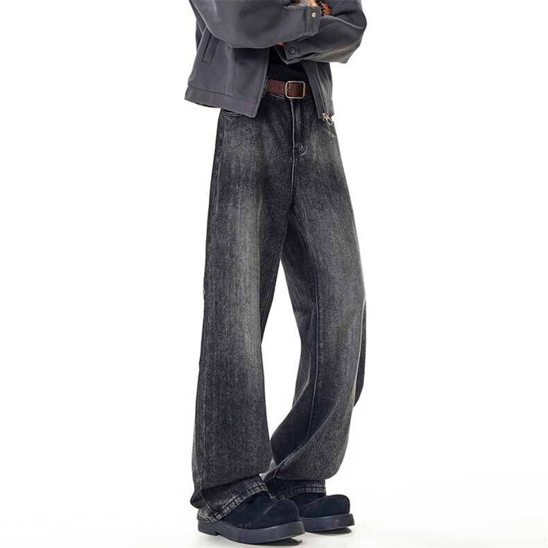 B221美式ins高街暗黑宽松微喇竹节纹牛仔裤LK25586-特P45控78,男装牛仔裤,电商B221