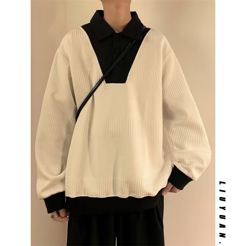 长袖衬衫男港风日系韩版潮流帅气拼接衬衣L8251P36,男装衬衫,星座1116-2