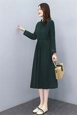 纯棉连衣裙2026春新款收腰显瘦气质中长款中年妈妈刺绣休闲裙子，女装连衣裙，倪叶myz