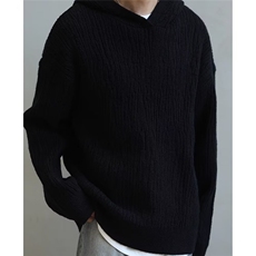 2026春新款红色连帽套头毛衣洋气针织衫宽松外穿上衣V23-P63网图，男装针织衫/毛衣，电商B245