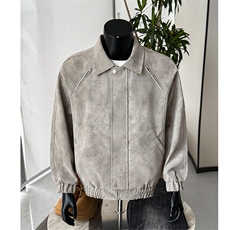 扎染皮上衣夹克男潮牌痞帅拉链设计感机车服外套25XJ55257特批50，男装夹克，电商A042