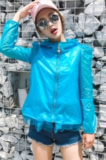 防晒衣韩版百搭甜美纯色长袖连帽拉链2021年夏季，女装防晒衣，奕阳依阁