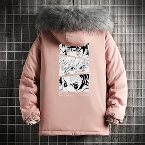 MM48176-P130 冬季大毛领棉衣男士大码加厚棉袄男棉服 网格图片