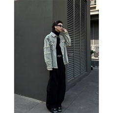 【有货】cleanfit黄泥色毛边牛仔外套男款美式高街夹克CT01LL-P65，男装夹克，星座1007（原301D）