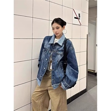2025新款欧美简约牛仔外套英伦时尚落肩宽松百搭夹克JKE188，男装工装外套，星座516A
