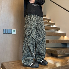K240/P45秋装新款迷彩工装裤男休闲裤美式宽松直筒裤长裤，男装休闲裤，电商基地A050