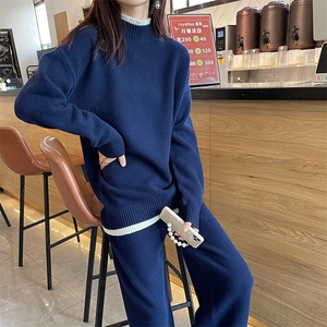 灰色毛衣套装女秋冬2024年新款宽松慵懒风网红洋气减龄图片