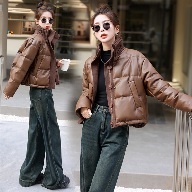 【BAO款现货】美拉德pu蛋白皮衣羽绒服女冬2025新款小个子白鸭绒,女装羽绒服,意芙