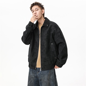 cleanfit美式PU衣外套男2025秋款翻领夹克工装痞帅Q5550-P75图片