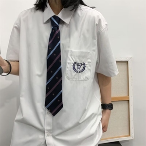 制服基础款白色衬衫短袖刺绣学生学院风情侣班服网图CS228P32有货图片