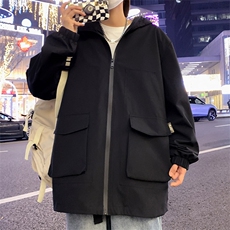 新款连帽冲锋衣夹克男港风纯色潮流休闲外套JK2301-P68，男装夹克，星座717