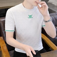 圆领针织透气短袖T恤男士夏季潮流休闲针织衫打底衫P58，男装T恤，星座1105-3