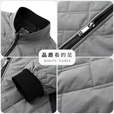 轻薄棉服男士2026新款休闲立领中老年夹克二棉短款棉衣外套，男装夹克，钱塘723
