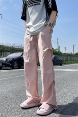 美式降落伞兵工装裤子男夏季潮牌宽松休闲裤冰丝解构垂感直筒长裤，男装休闲裤，星座505-2（原电商A260-1)