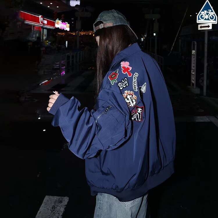 美式刺绣棒球服男女春季朝宽松想休闲夹克情侣外套,男装夹克,四季星座505
