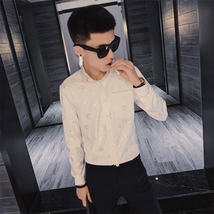 2021春秋季长袖衬衫社会小伙帅气发型师个性潮男衬衣C301B-CS35图片
