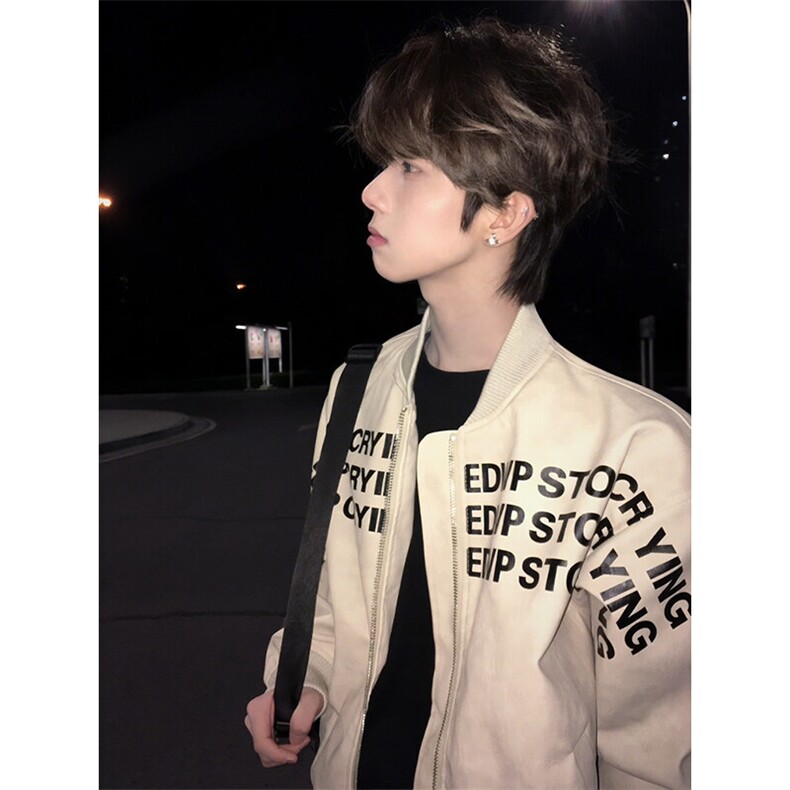 Q26/P66字母印花男生外套高级感美式hiphop棒球服夹克青少年,男装夹克,星座1506