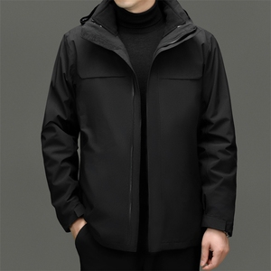 中青年男士户外羽绒服冲锋衣可拆卸三合一防风防水登山服外套夹克图片