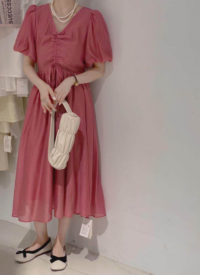抽绳连衣裙，女装连衣裙，驿谷