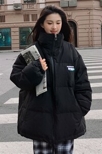 2024年新款加厚宽松羽绒服女冬季小个子短款立领面包服90白鸭绒图片
