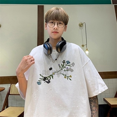 可48小时发货支持抖音得物来样二开美式满天星亮片短袖T恤MTX724，男装T恤，电商A486-1