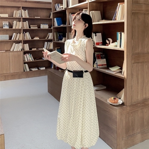 法式波点无袖连衣裙女2025夏季新款高级感气质收腰显瘦花苞背心裙图片