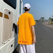 港风圆领宽松纯棉T恤衫男夏季学生短袖休闲半袖衫T130P25控39，男装T恤，电商A089-1