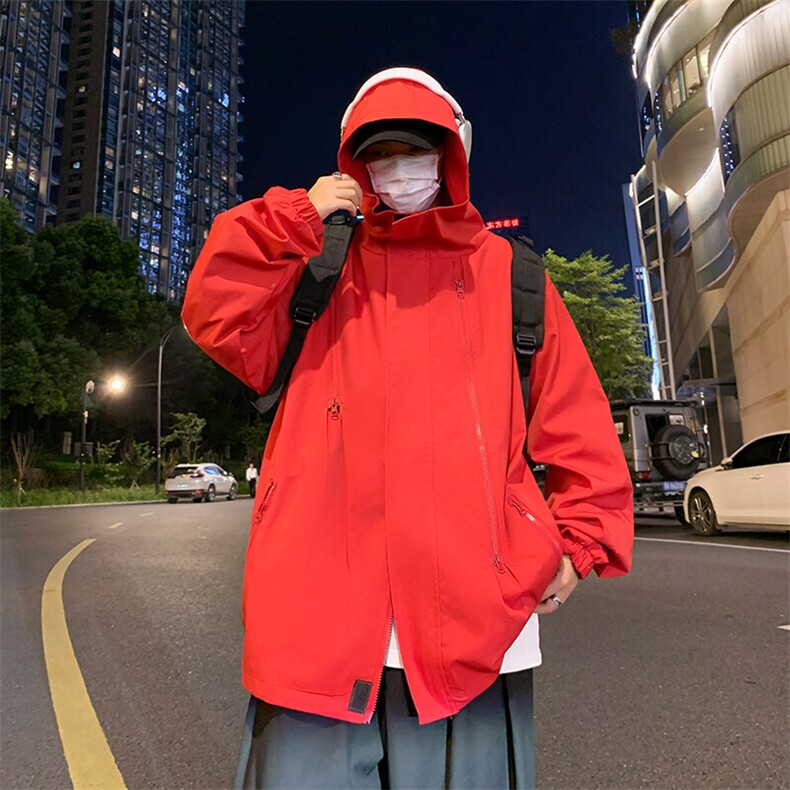 大码连帽冲锋衣户外春季新款夹克防水外套情侣款A266-JK8018-P45，男装夹克，电商A266