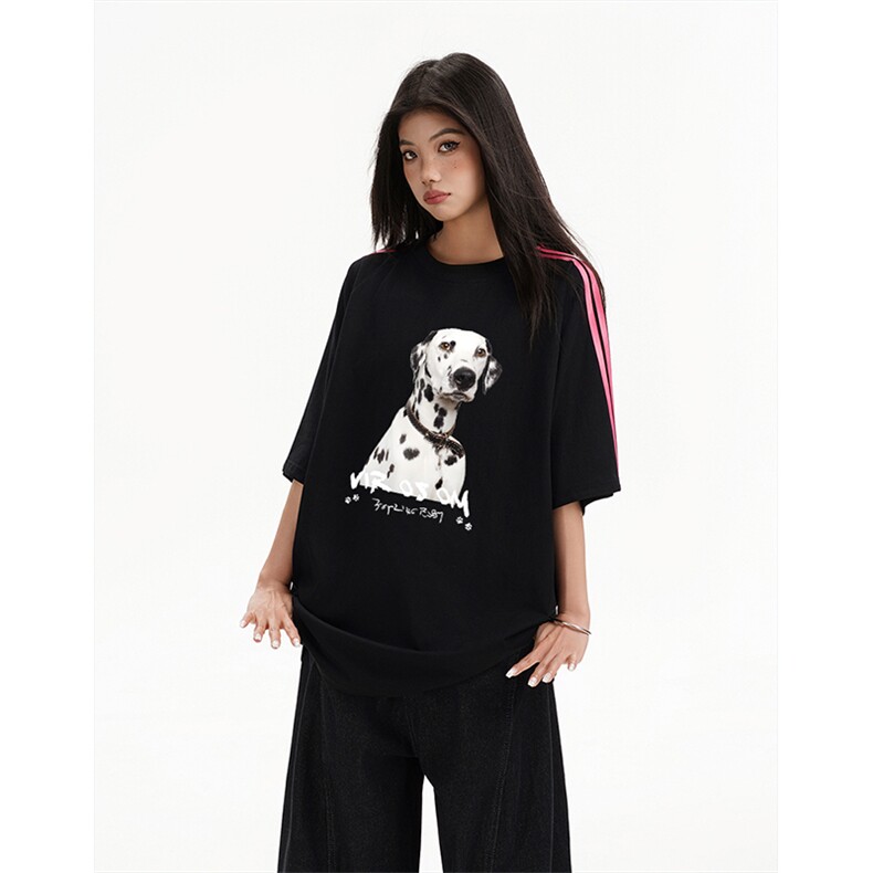 抖音得物高品质二开240克宽松纯棉美式潮牌三条杠织带短袖T恤,男装T恤,电商A486