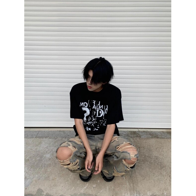 【网图有货】水洗破洞牛仔裤欧美高街vibe裤子高街K8046LL特P45,男装牛仔裤,星座1007（原301D）