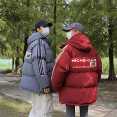已注册拼三条杠宽松男女情侣羽绒棉面包服连帽棉衣C408M1239P100，男装棉衣，电商C408(原B339-1)