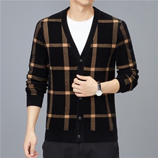 2023秋季天鹅绒毛衣男开衫青年立领宽松针织衫外套ASD696255-P195，男装针织衫/毛衣，电商B212（原钱塘6029）