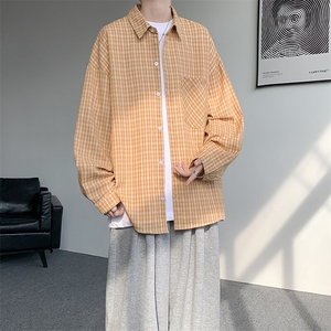 衬衫男秋季新款港风宽松格子长袖衬衫CS802-特P28图片