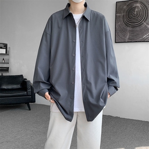 衬衫男2025春季新款港风宽松纯色长袖衬衣CY008-P30图片