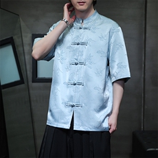 2026夏季新款风新中式提花潮牌短袖T恤衬衫T2802-P65，男装T恤，电商A021
