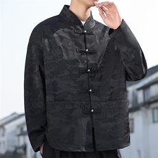 2026春季新款男装经典风新中式衬衣汉服唐装亮扣衬衫C169-P65，男装衬衫，电商B277(原6028)