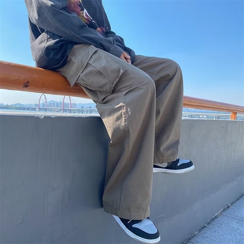 工装裤男韩版潮流大口袋帅气2023春秋季新款ins宽松长裤K2958-P53,男装休闲裤,星座412