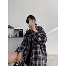 网络图现货！cleanfit高街格子衬衫设计感小众情侣衬衣R2252-P50，男装衬衫，星座1005-6