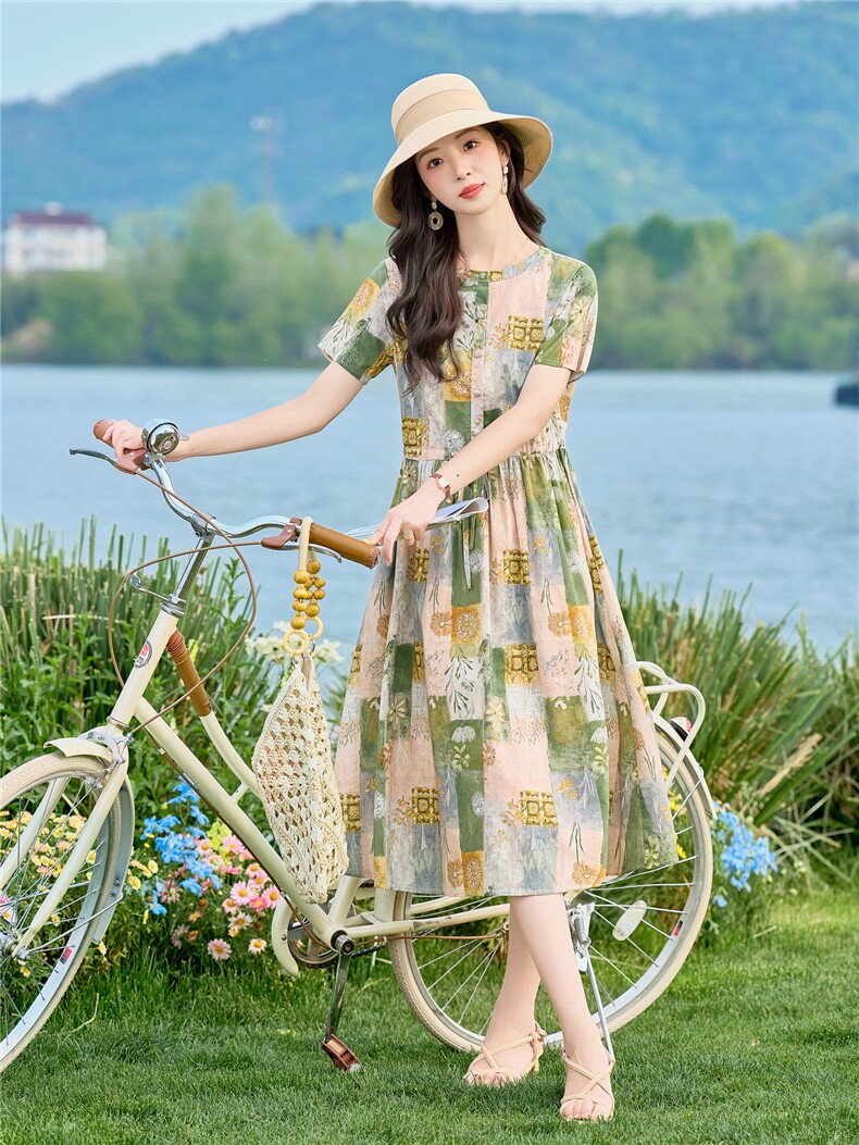 826时尚气质显瘦印花连衣裙,女装连衣裙,倪叶myz