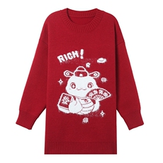 现货圣诞穿搭新年红色毛衣秋冬季加厚大码显瘦宽松针织衫正肩上衣，女装羊毛衫，韩然一族