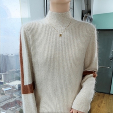 秋冬季新款舒适时尚百搭半高领貂绒衫，女装针织衫/毛衣，冬贝尔貂绒
