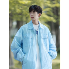 港风外景工装大口袋防晒衣男户外情侣潮牌防晒服FS77006P50控78，男装防晒衣，星座227-7