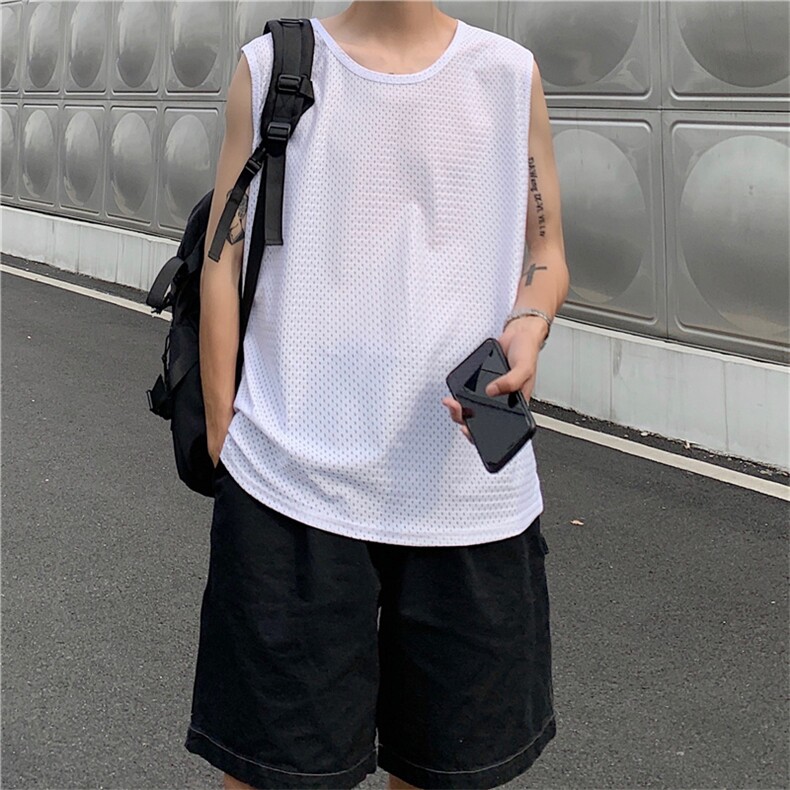 简约网眼运动背心男夏ins2021坎肩马甲宽松韩版无袖T恤T604-P18,男装T恤,星座512-2