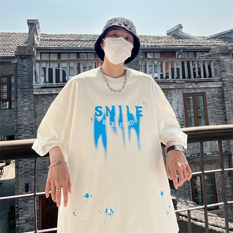 港风圆领印花T恤短袖五分半袖夏季打底衫XT16-P35控48,男装T恤,星座216(原A116)