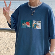 1港风印花情侣日系风潮大码M-5XL短袖T恤男DT7645P30控45，男装T恤，星座226-2
