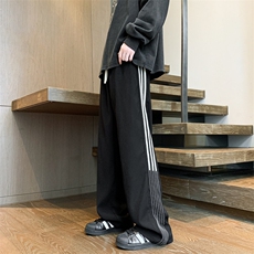 8XL-M三条杠运动裤大码直筒长裤美式街头阔腿裤休闲卫裤KZ1905P58，男装休闲裤，电商B238