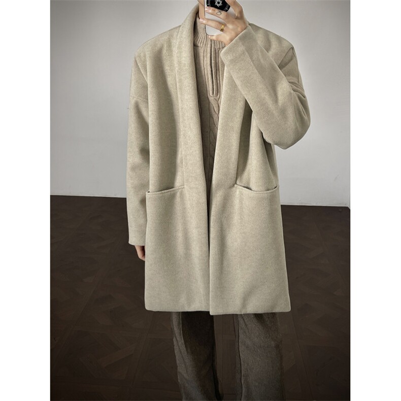 517A-8-Y83-P115冬季设计感简约毛呢大衣韩式中长款加厚加棉外套，男装毛呢大衣，星座517A-8（原B282）