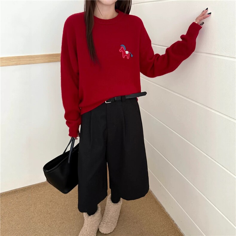 2026年秋季纯色套头小马圆领，女装羊毛衫，梵泰羊绒