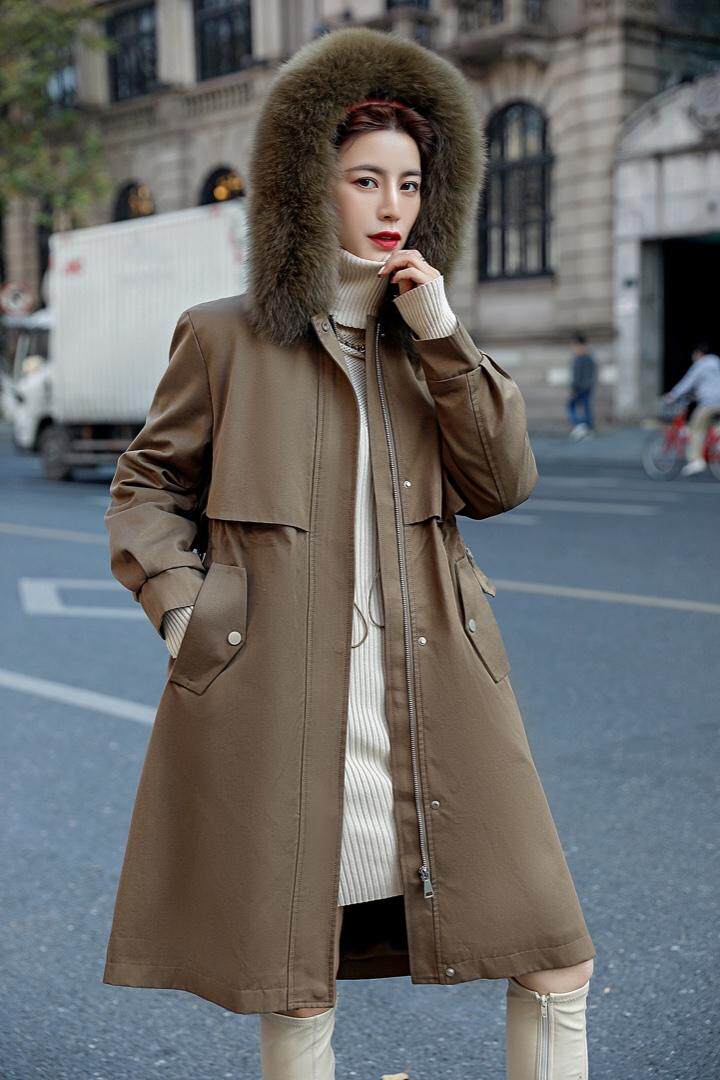 风衣版狐狸毛派克服美，女装风衣，贻思茗