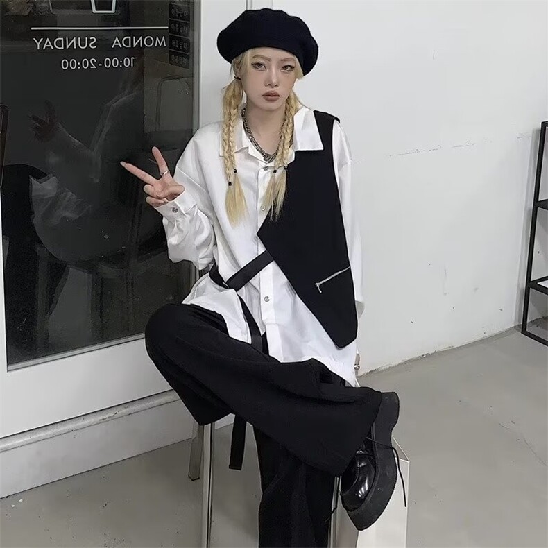 百搭新款衬衫女时尚日系原宿潮流气质流行文艺慵懒简约JCS210,男装衬衫,星座208-5